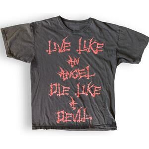 Rare Y2K Famous Stars & Straps Live Like An Angel Die Like A Devil T-Shirt Large
